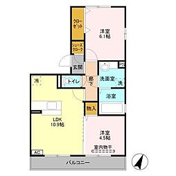 ティアラ2 2LDKの間取図画像