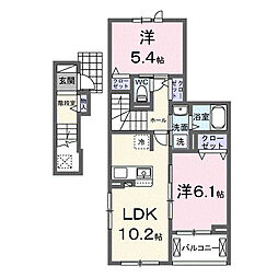 藤沢市石川1丁目アパート 2LDKの間取図画像