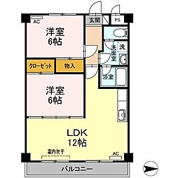 その木ハイツ 2LDKの間取図画像
