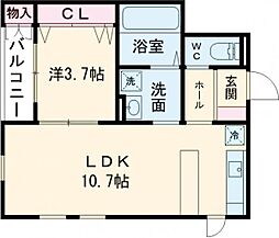Common早苗A 1LDKの間取図画像