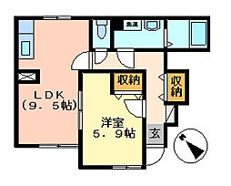 CLASSE表原 1LDKの間取図画像