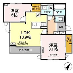 TORISIA向中野2丁目 2LDKの間取図画像