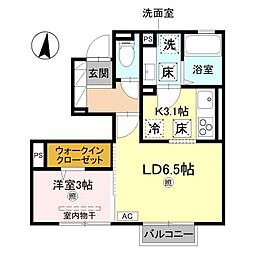 サンハーツ・マルコ 1LDKの間取図画像