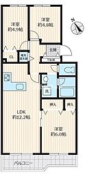 エクレール二宮B号棟 3LDKの間取図画像
