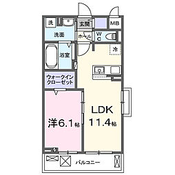 ベルアージュ 1LDKの間取図画像