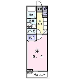 サンライズ元山 1Kの間取図画像
