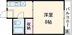 あまのハイツ 1Kの間取図画像