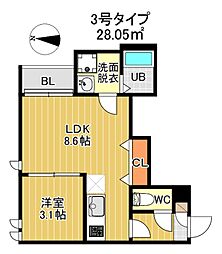 G‐Smart 栞里・別府 1LDKの間取図画像