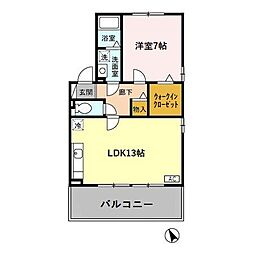 パークコートB棟 1LDKの間取図画像