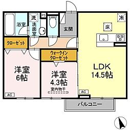 TORISIA加納南陽 2LDKの間取図画像