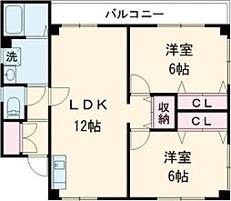 ウエストヴィレッジ2 2LDKの間取図画像
