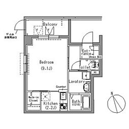 パークアクシス白壁 1Kの間取図画像