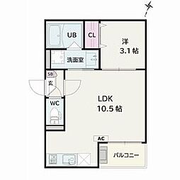 Jack chiryutoeiI 1LDKの間取図画像