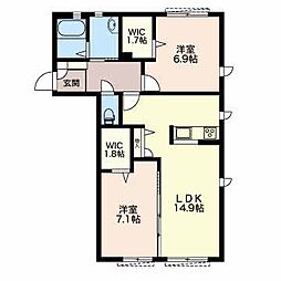 エポック泰山B 2LDKの間取図画像