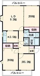 ルミエール緑岡B 3LDKの間取図画像