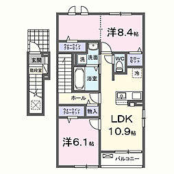 クラール倉治C 2LDKの間取図画像
