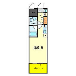 グランド上町 ワンルームの間取図画像