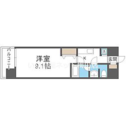 レジディア京町堀 1Kの間取図画像