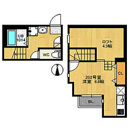 ライゼスト太子堂 ワンルームの間取図画像