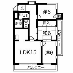 エーデルハイム汐路 3LDKの間取図画像
