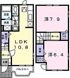 アプリコット 2LDKの間取図画像