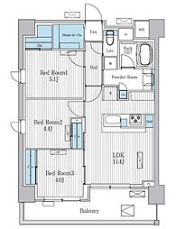テラ蚕糸の森 3LDKの間取図画像