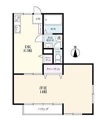 クラウンビル吉田 1LDKの間取図画像