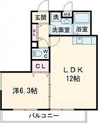 クリエオーレ石原町 1LDKの間取図画像