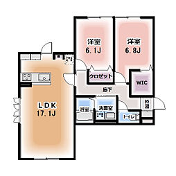 Komorebi Garden中田本町A 2LDKの間取図画像