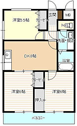 第二角谷ハイム 3DKの間取図画像
