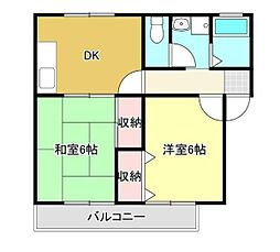 エーデルハイムエヒメ 2DKの間取図画像