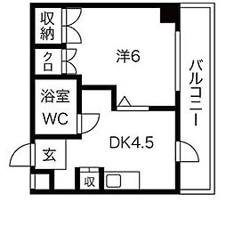 ネスパルド雅 1DKの間取図画像