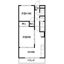 パールハイツ仙台 2DKの間取図画像