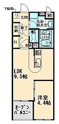 クオーレトラスト3 1LDKの間取図画像