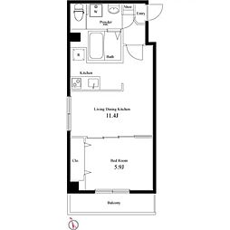 ラヴィエント浅草言問 1LDKの間取図画像