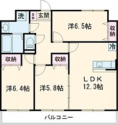 リバーサイド天神 3LDKの間取図画像