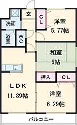 フォルスト向陽 3LDKの間取図画像