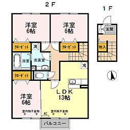 ラ・フェルマータ山室A 3LDKの間取図画像