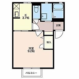 プレミールD 1Kの間取図画像