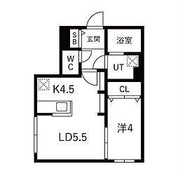 札幌市北区新琴似十条1丁目マンション 1LDKの間取図画像