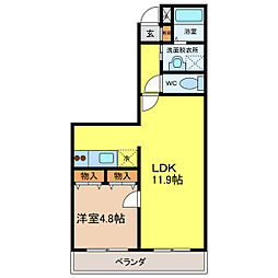 メモアール・ジャルダン 1LDKの間取図画像