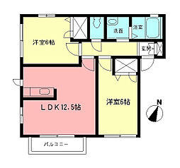 フジハイムB 2LDKの間取図画像