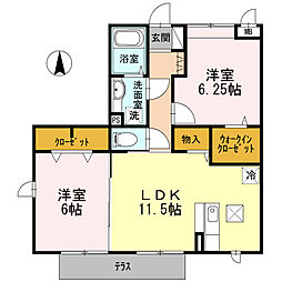 サンハウスB 2LDKの間取図画像