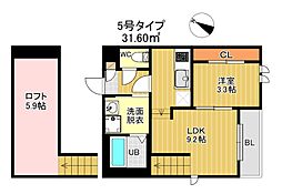 GRキャスバルクォーレ二日市 1LDKの間取図画像