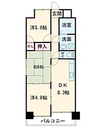 ベルヒルズ・則松 3DKの間取図画像