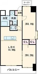 グランドツイン黒崎 2LDKの間取図画像