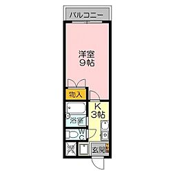 三記マンション灘 1Kの間取図画像