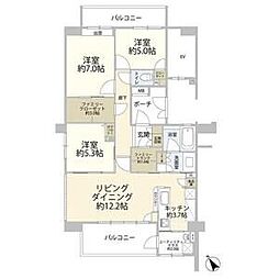 武蔵浦和レジデンス 3LDKの間取図画像