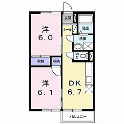 プチメゾン 2DKの間取図画像