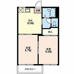 美住工房A 2DKの間取図画像